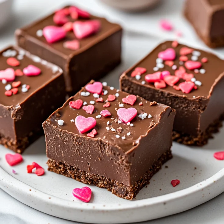 No-Bake Valentine Chocolate Fudge Squares