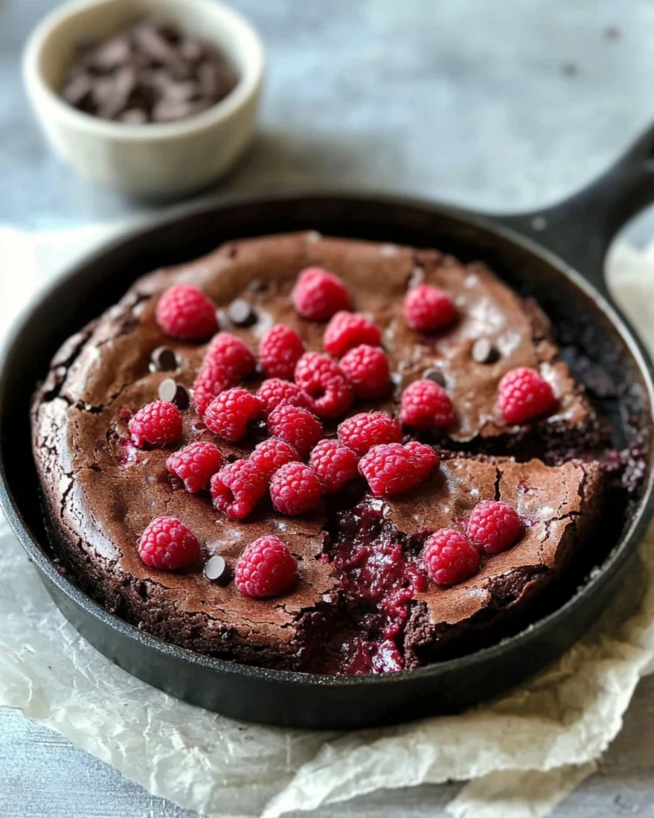 Chocolate Raspberry Skillet Brownie
