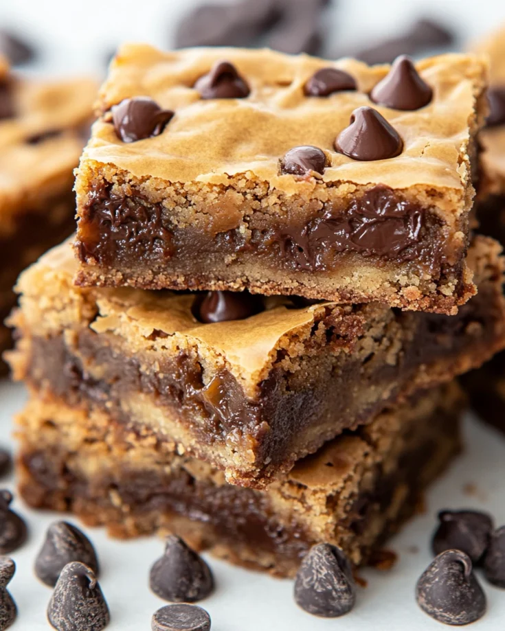 Caramel Chocolate Chip Gooey Butter Blondies