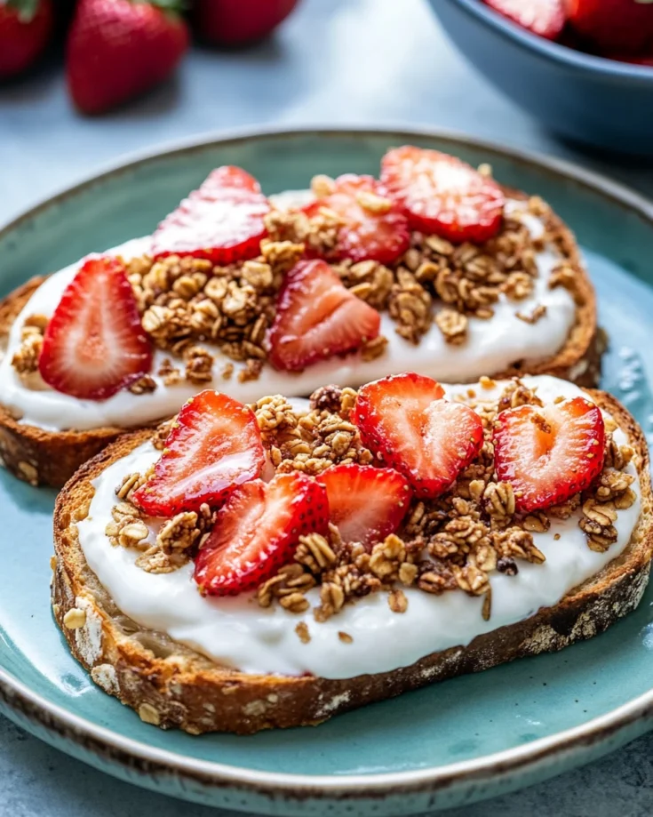 Strawberry Yogurt Granola Breakfast Toast