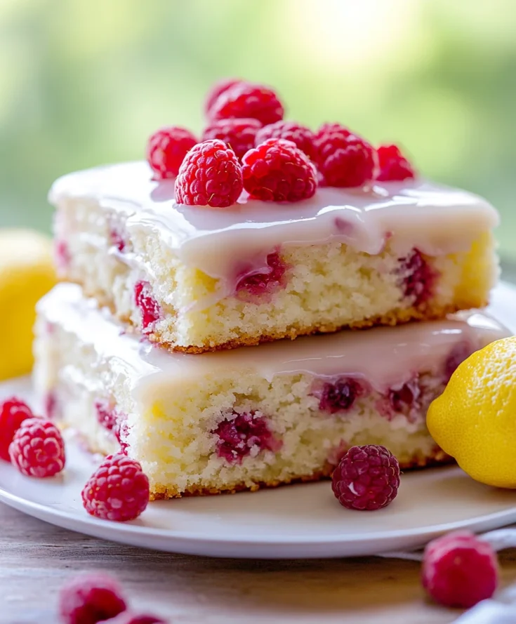 Lemon Raspberry Glaze Snack Cake