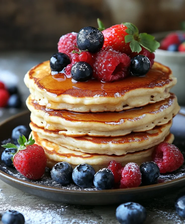 Vanilla Berry Cottage Cheese Breakfast Pancakes