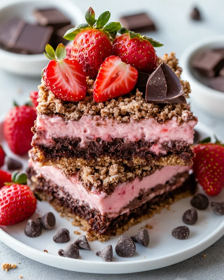 Strawberry Chocolate Crunch Cake Bars