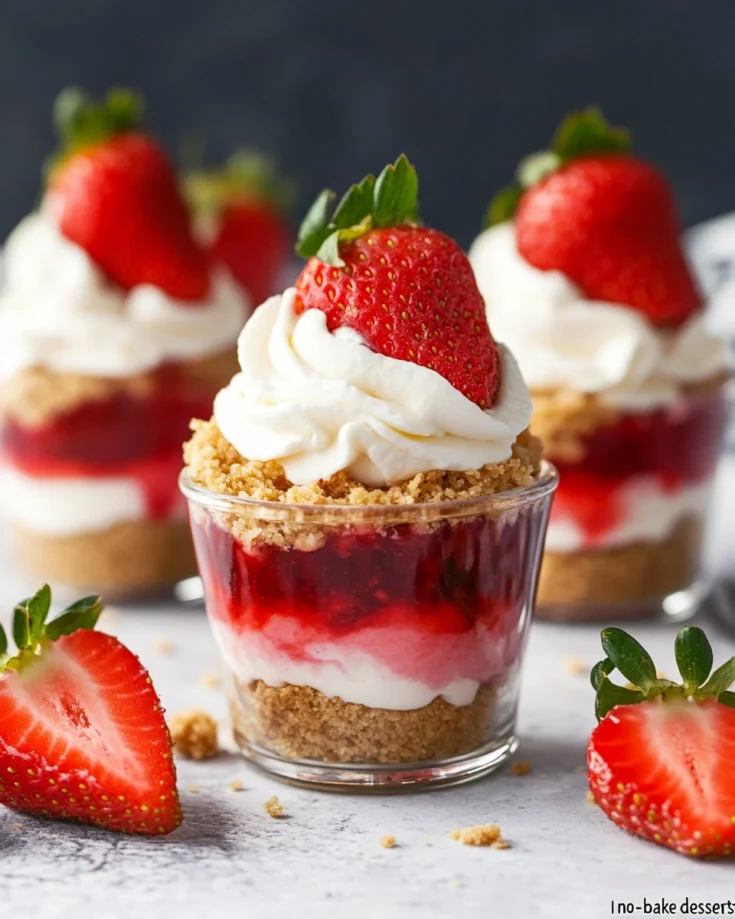 Strawberry Cheesecake Dessert Cups for Parties (No-Bake)