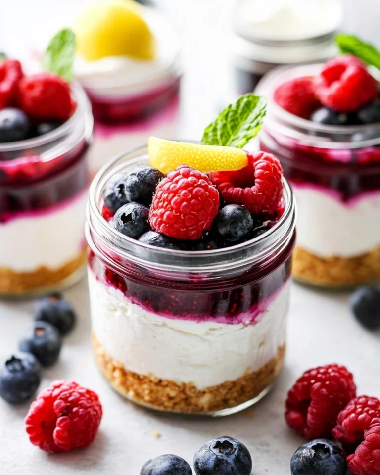 No-Bake Berry Lemon Yogurt Cheesecake Jars