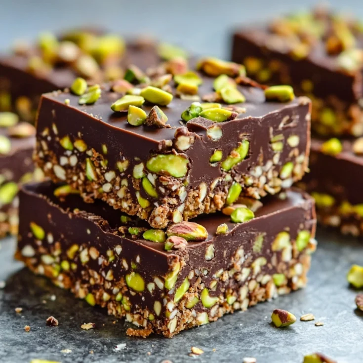 No-Bake Chocolate Pistachio Yogurt Bars