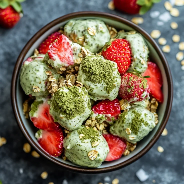 No-Bake Strawberry Matcha Yogurt Clusters