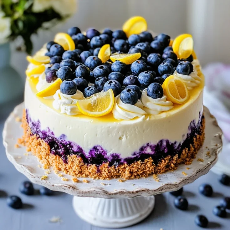 Lemon Blueberry Cheesecake Cake with Creamy Layers