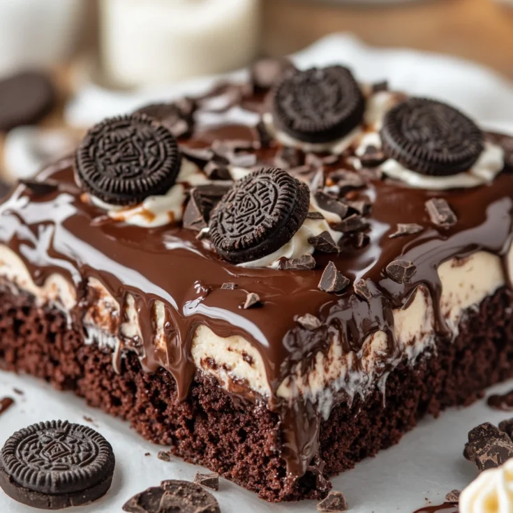Cookies & Cream Chocolate Ganache Sheet Cake