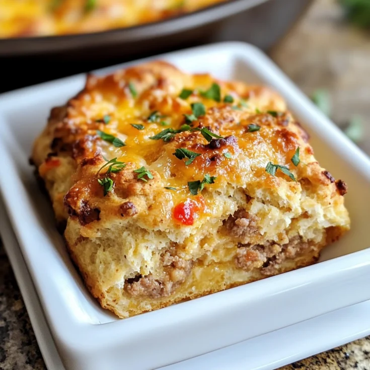 Spicy Honey Sausage Breakfast Biscuit Bake